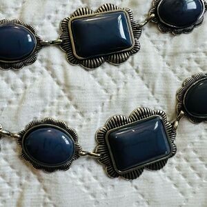 New! Haute Hippie Blue and Silver gemstone belt.